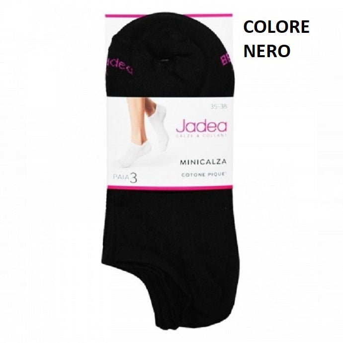Calzini in cotone pique donna 3 paia - Nero
