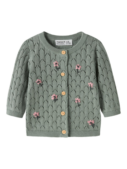 Cardigan in maglia bimba 2-18M - Green Milieu