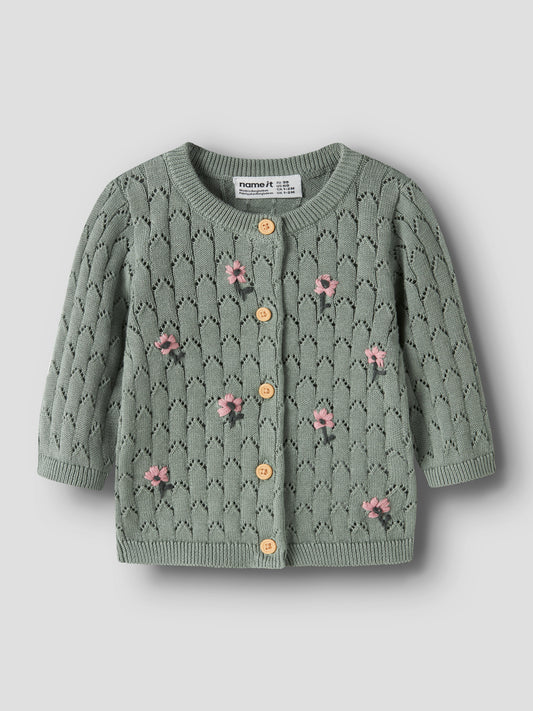 Cardigan in maglia bimba 2-18M - Green Milieu