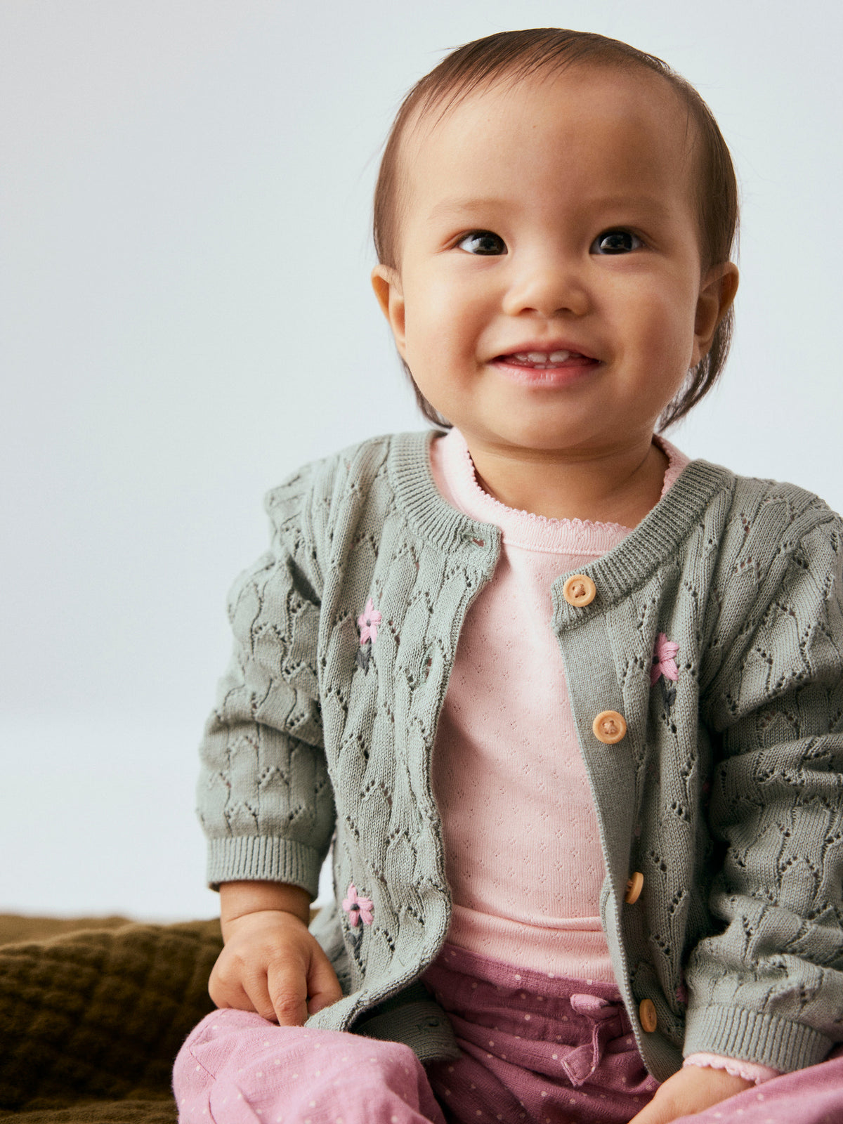 Cardigan in maglia bimba 2-18M - Green Milieu