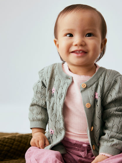 Cardigan in maglia bimba 2-18M - Green Milieu