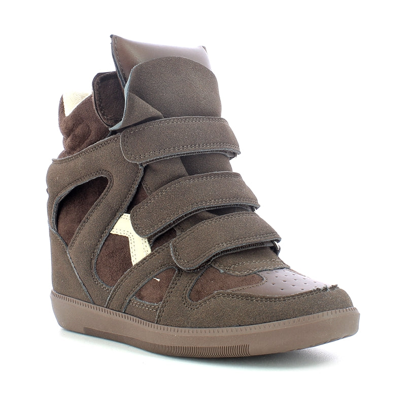 Sneakers donna zeppa interna - Brown