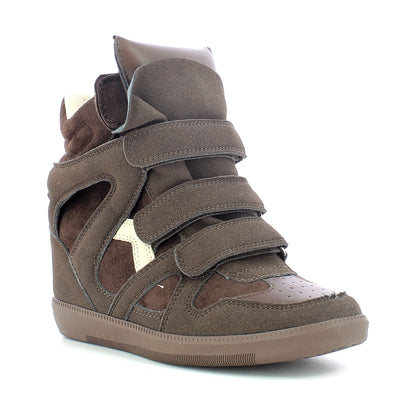 Sneakers donna zeppa interna - Brown