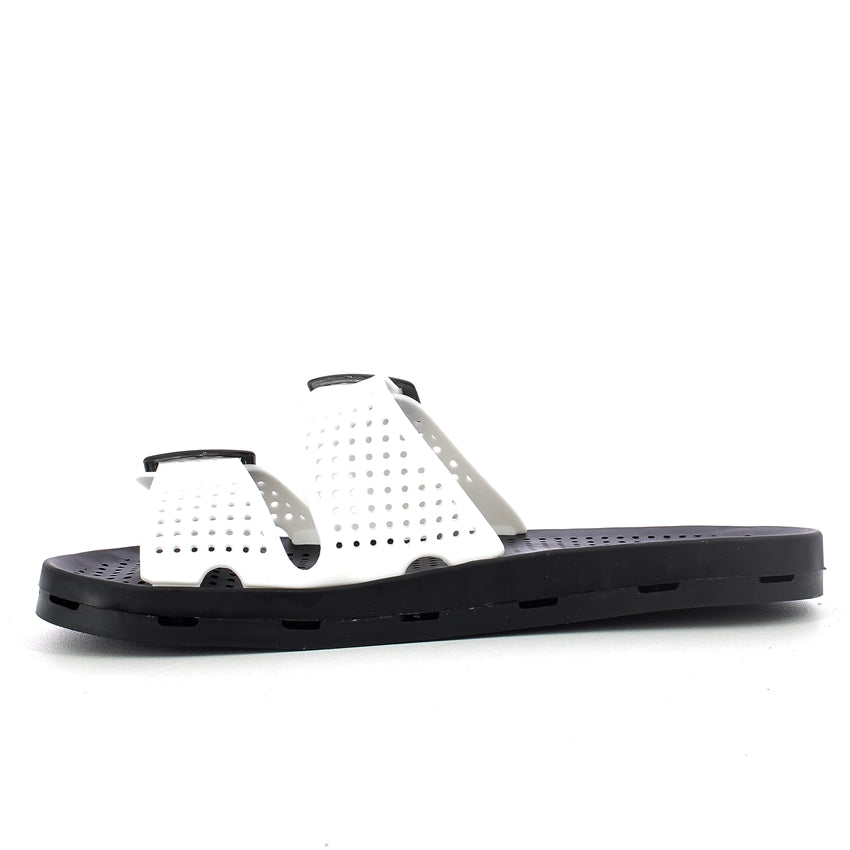 Ciabatta donna con fibbie - White Black