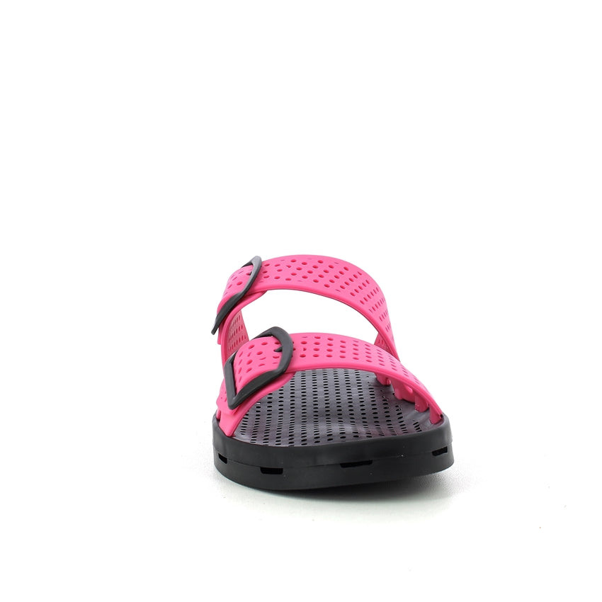 Ciabatta donna con fibbie - Fuxia Black
