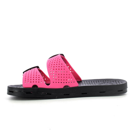Ciabatta donna con fibbie - Fuxia Black