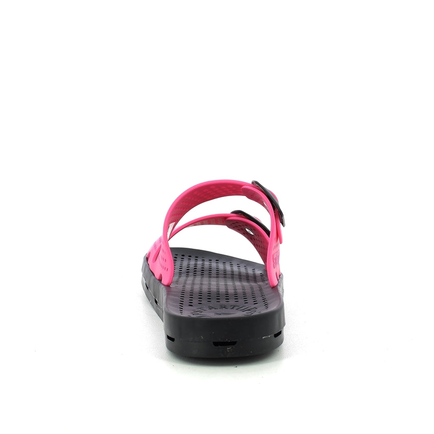 Ciabatta donna con fibbie - Fuxia Black