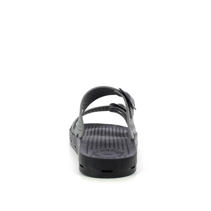 Ciabatta donna con fibbie - Grey Black