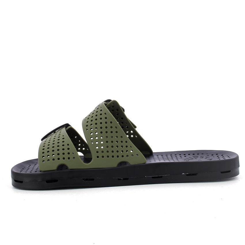 Ciabatta donna con fibbie - Khaki Black