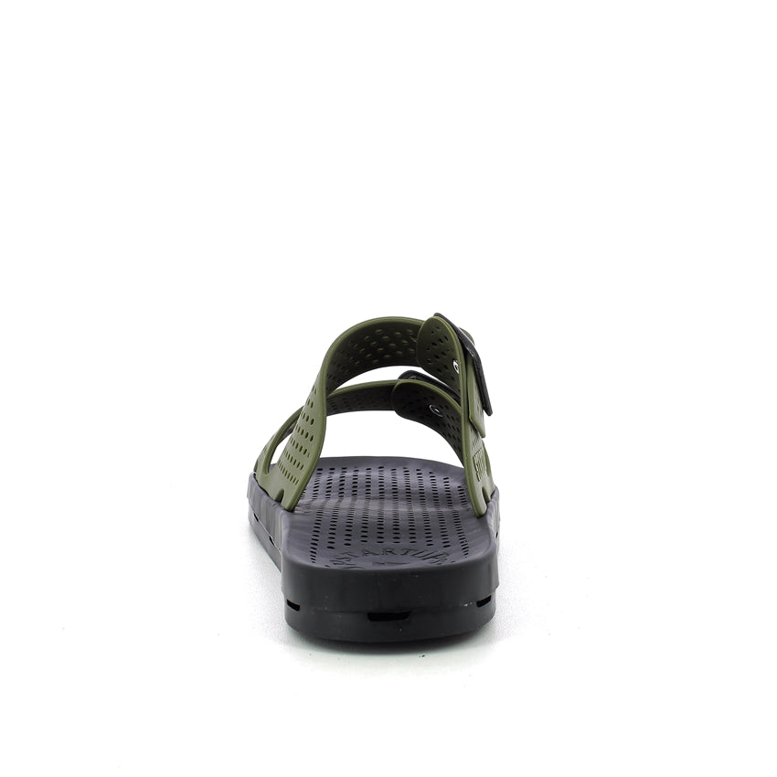 Ciabatta donna con fibbie - Khaki Black