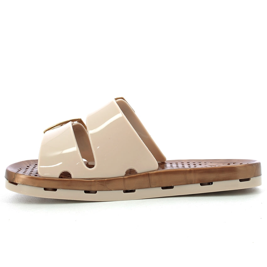 Ciabatta bimba con fibbie 30-35 - Beige Brown