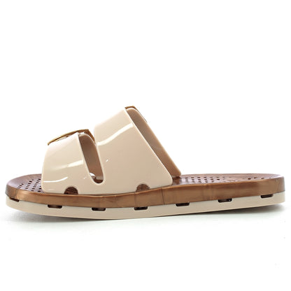 Ciabatta bimba con fibbie 30-35 - Beige Brown