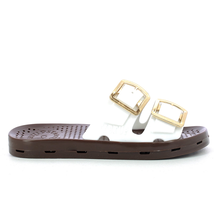Ciabatta bimba con fibbie 30-35 - White Brown