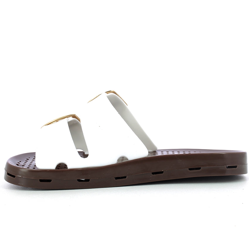 Ciabatta bimba con fibbie 30-35 - White Brown