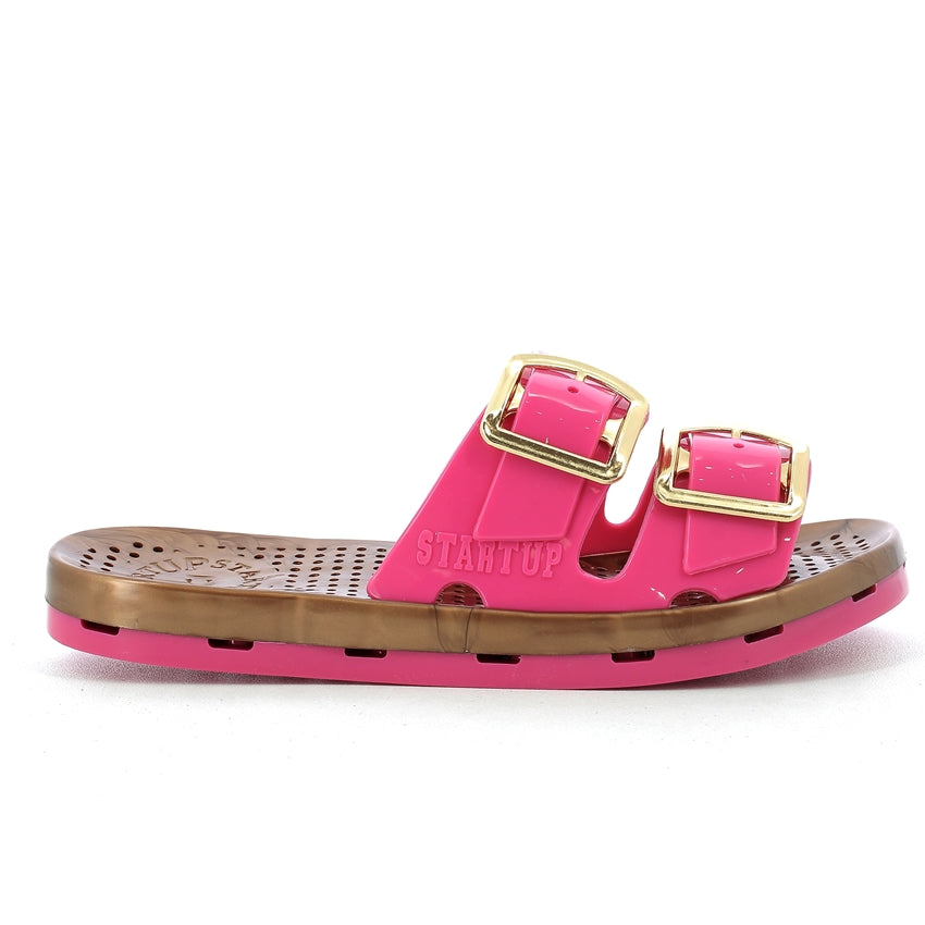 Ciabatta bimba con fibbie 30-35 - Fuxia Brown