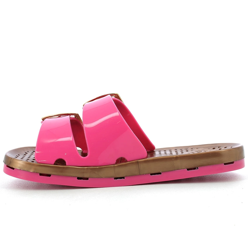 Ciabatta bimba con fibbie 30-35 - Fuxia Brown