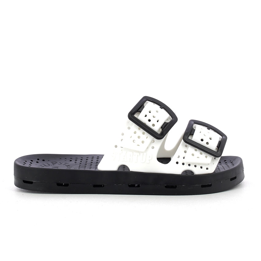 Ciabatta bimbo con fibbie 30-35 - White Black