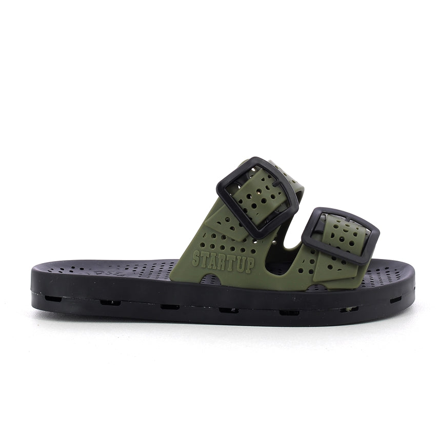 Ciabatta bimbo con fibbie 30-35 - Khaki Black