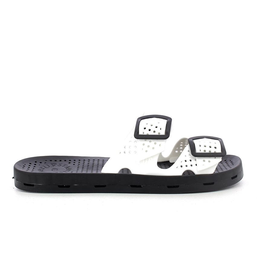 Ciabatta uomo con fibbie - White Black