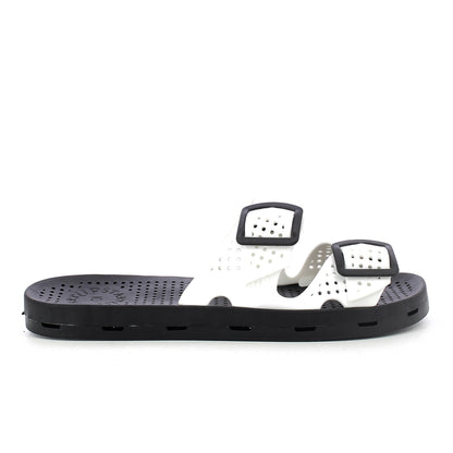 Ciabatta uomo con fibbie - White Black