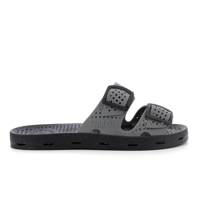 Ciabatta uomo con fibbie - Grey Black