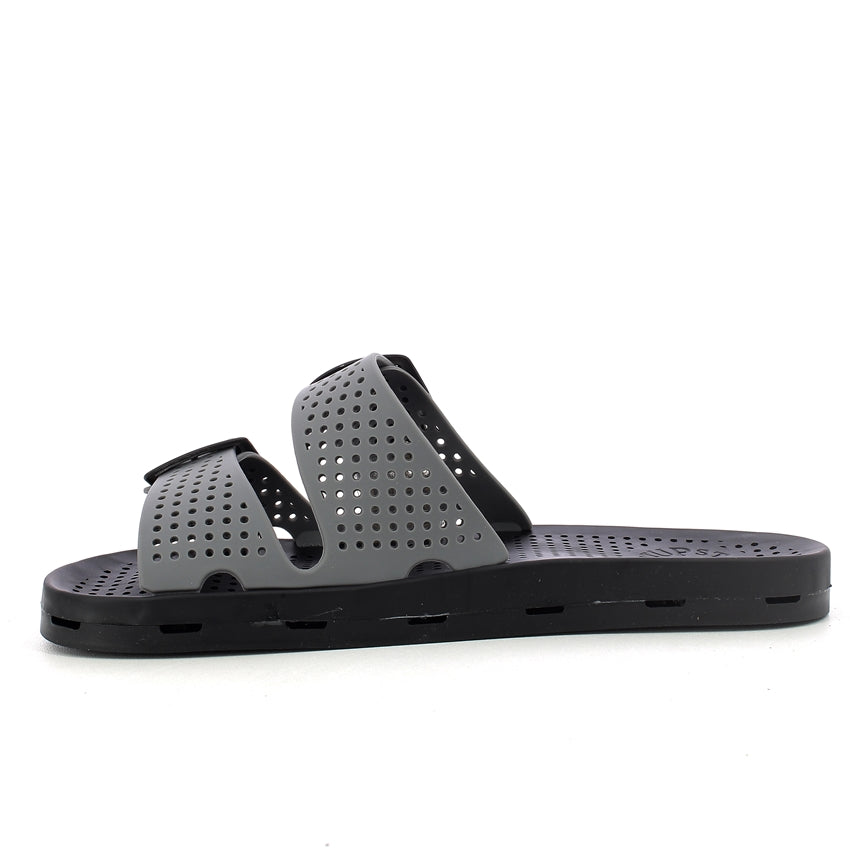 Ciabatta uomo con fibbie - Grey Black