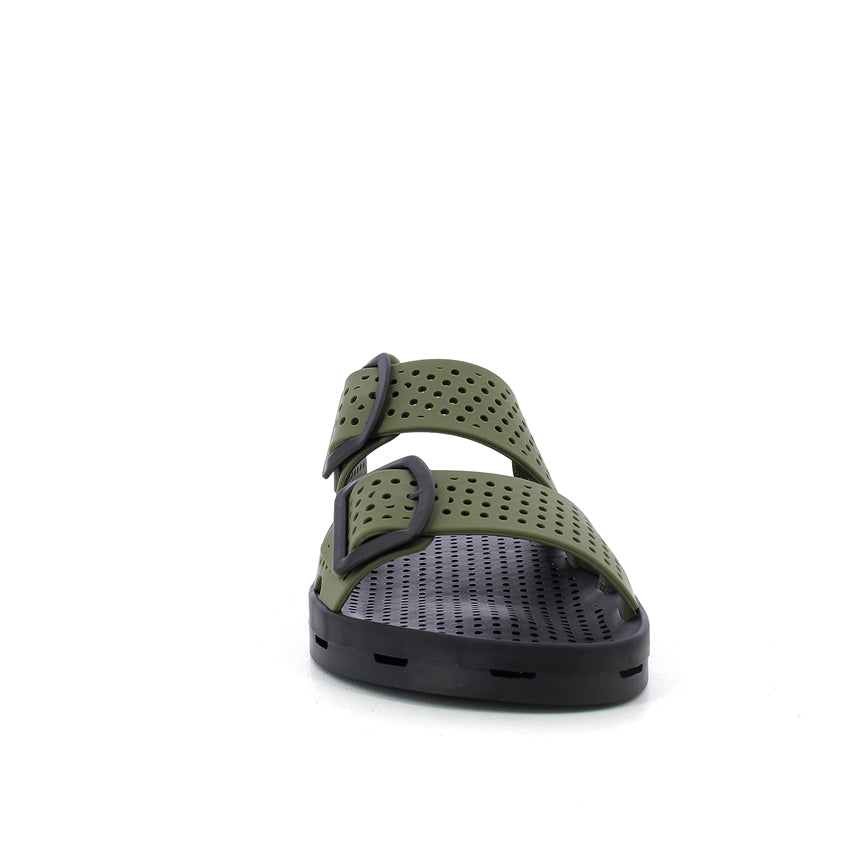 Ciabatta uomo con fibbie - Khaki Black