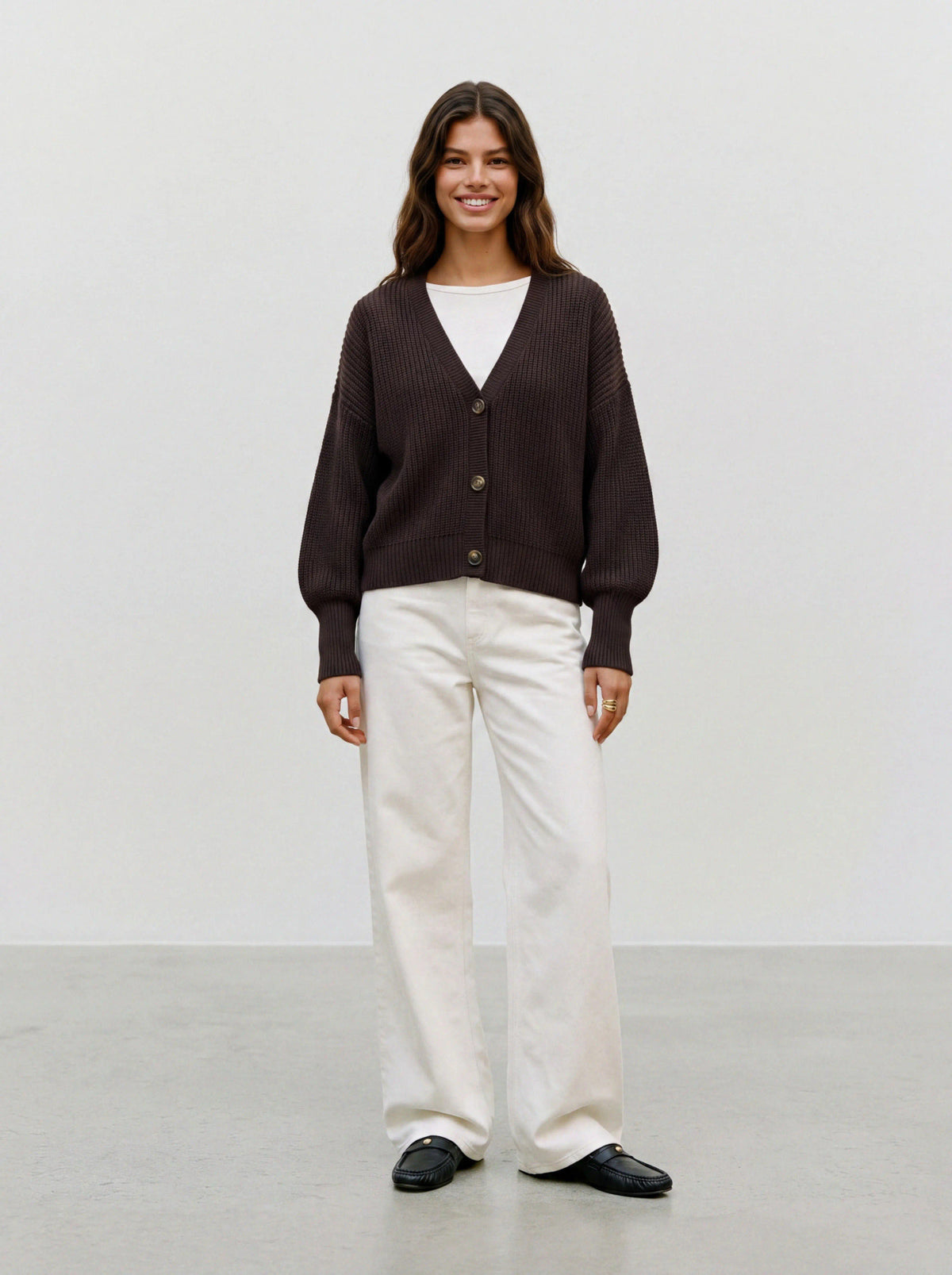 Cardigan in maglia donna - Chocolate