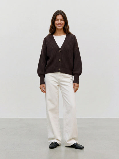 Cardigan in maglia donna - Chocolate