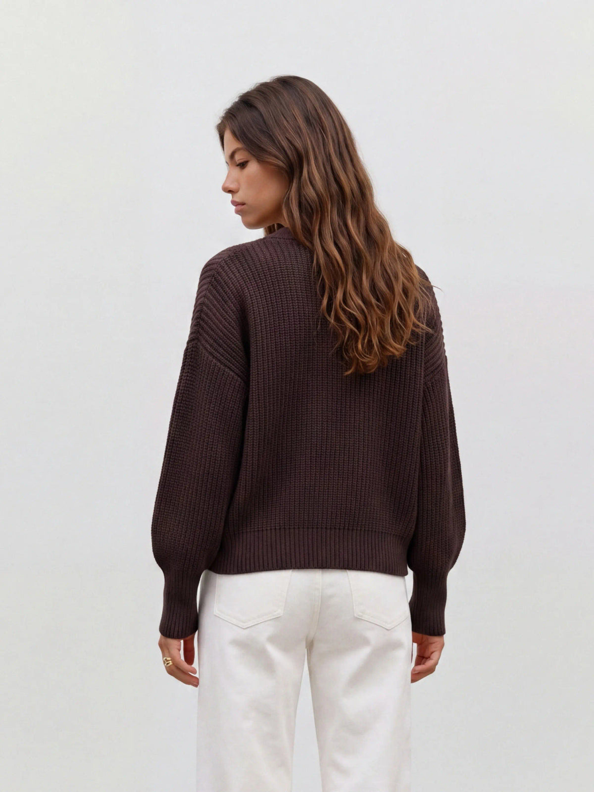 Cardigan in maglia donna - Chocolate