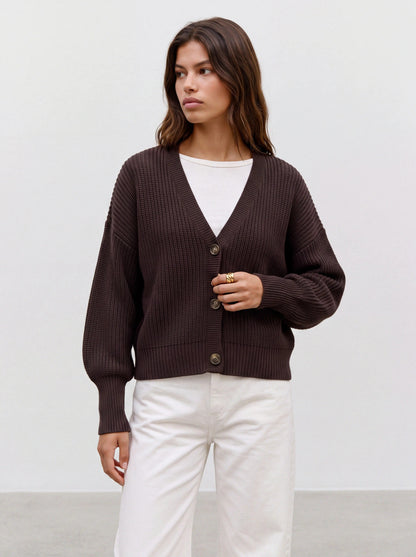 Cardigan in maglia donna - Chocolate