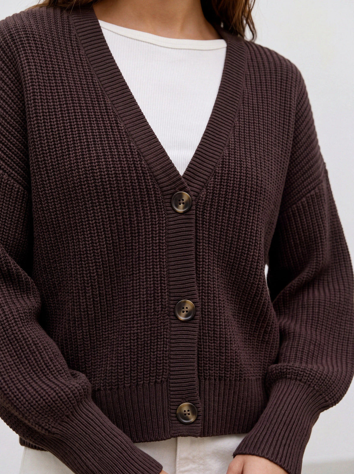 Cardigan in maglia donna - Chocolate