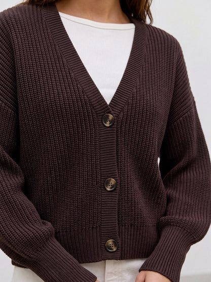 Cardigan in maglia donna - Chocolate