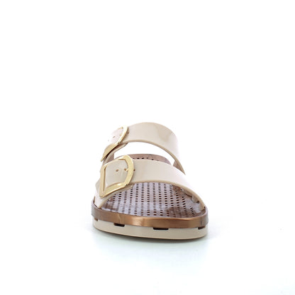 Ciabatta donna con fibbie - Beige Brown
