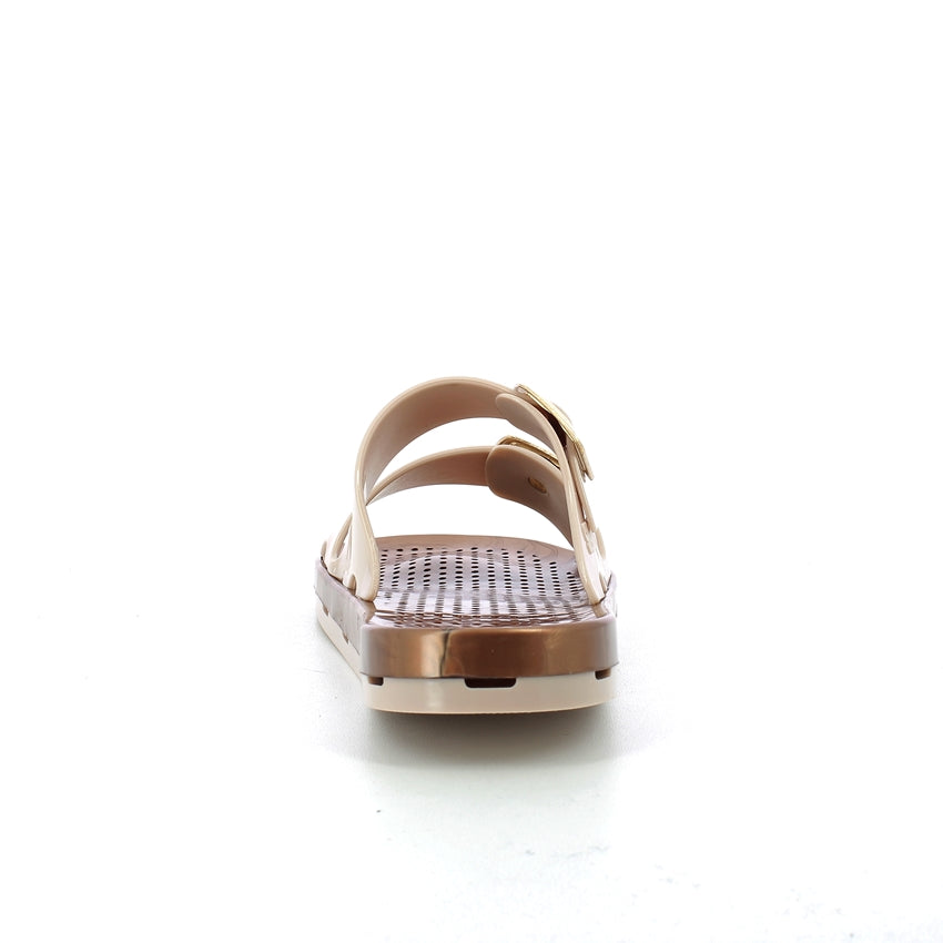 Ciabatta donna con fibbie - Beige Brown