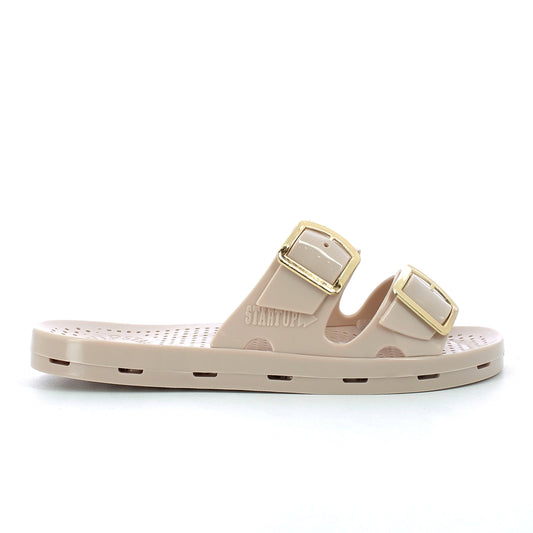 Ciabatta donna con fibbie - Beige