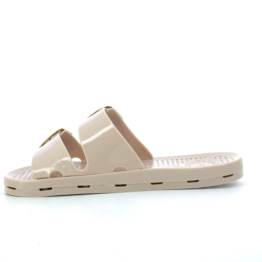 Ciabatta donna con fibbie - Beige