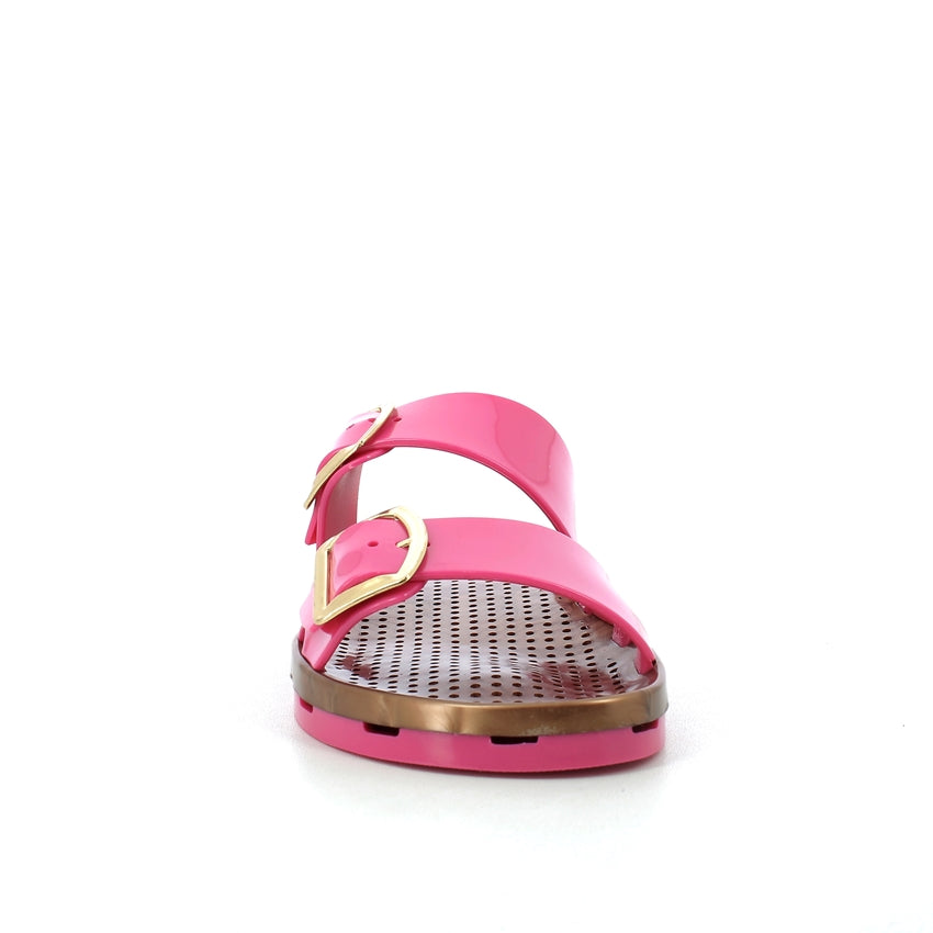 Ciabatta donna con fibbie - Fuxia Brown