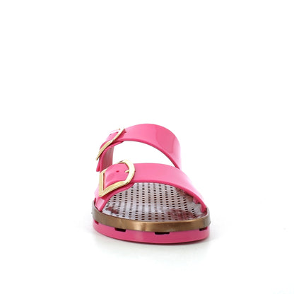 Ciabatta donna con fibbie - Fuxia Brown