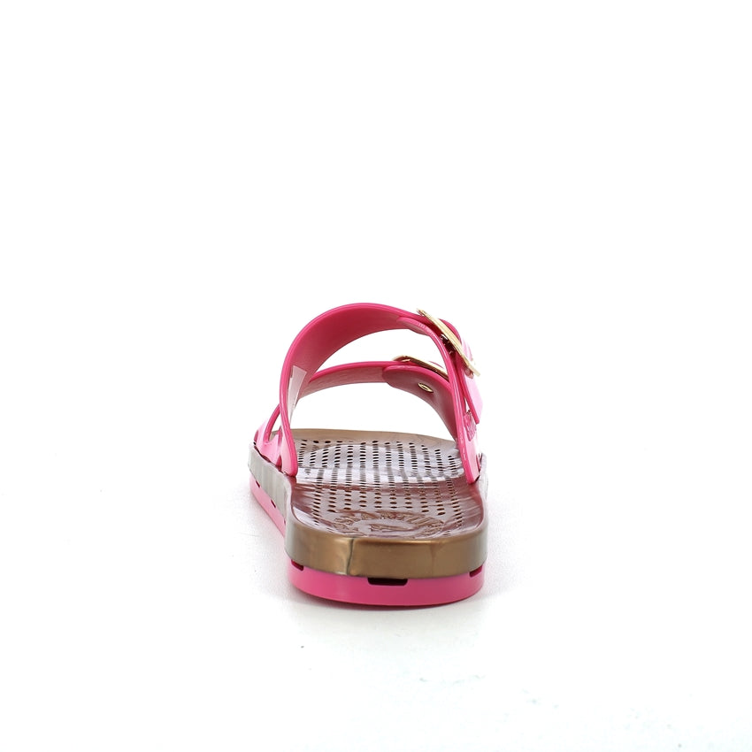 Ciabatta donna con fibbie - Fuxia Brown