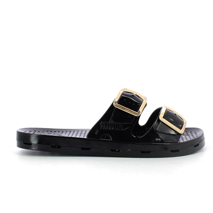 Ciabatta donna con fibbie - Black