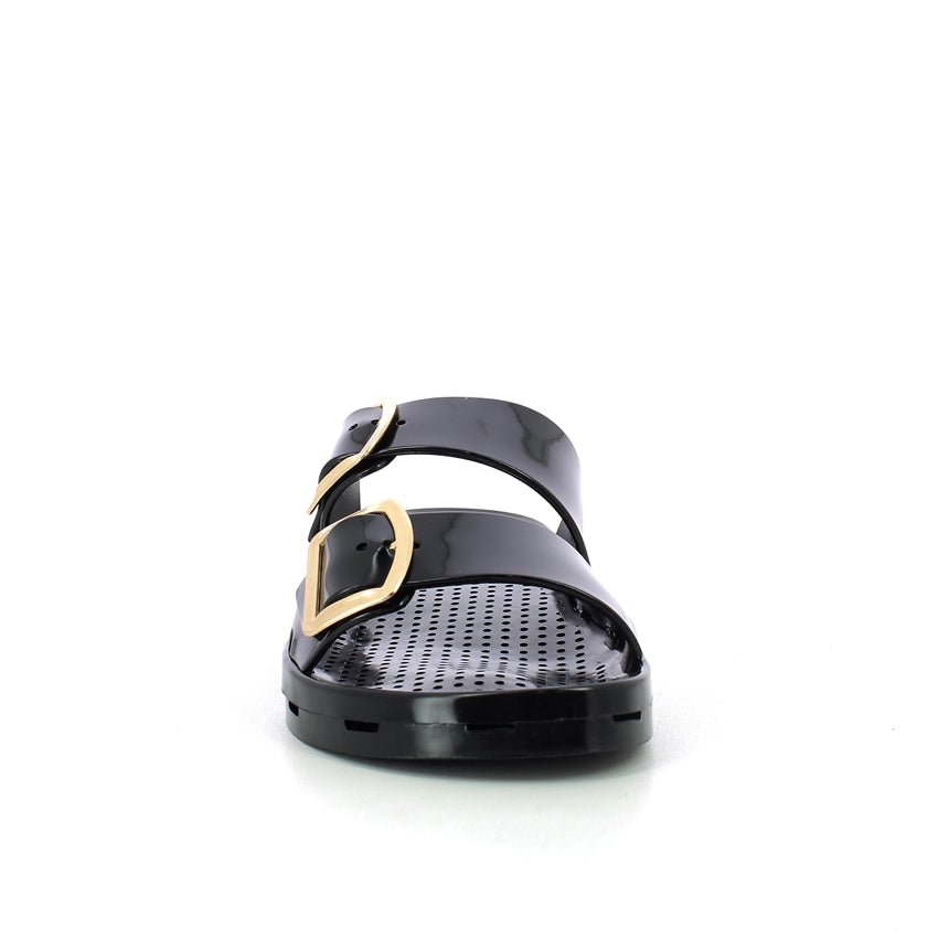 Ciabatta donna con fibbie - Black