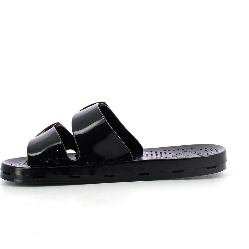 Ciabatta donna con fibbie - Black