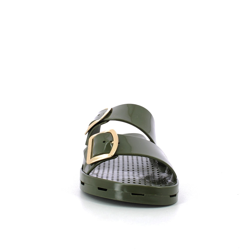 Ciabatta donna con fibbie - Green