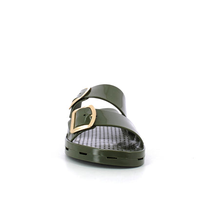 Ciabatta donna con fibbie - Green