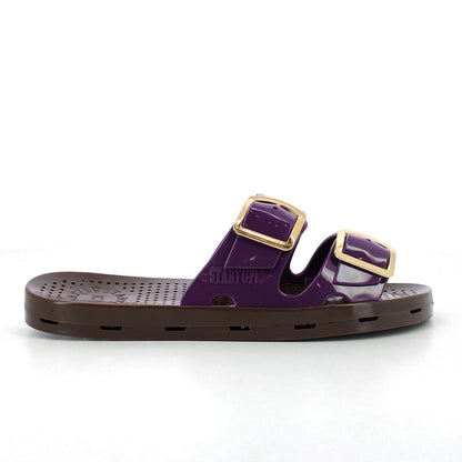 Ciabatta donna con fibbie - Magenta Brown