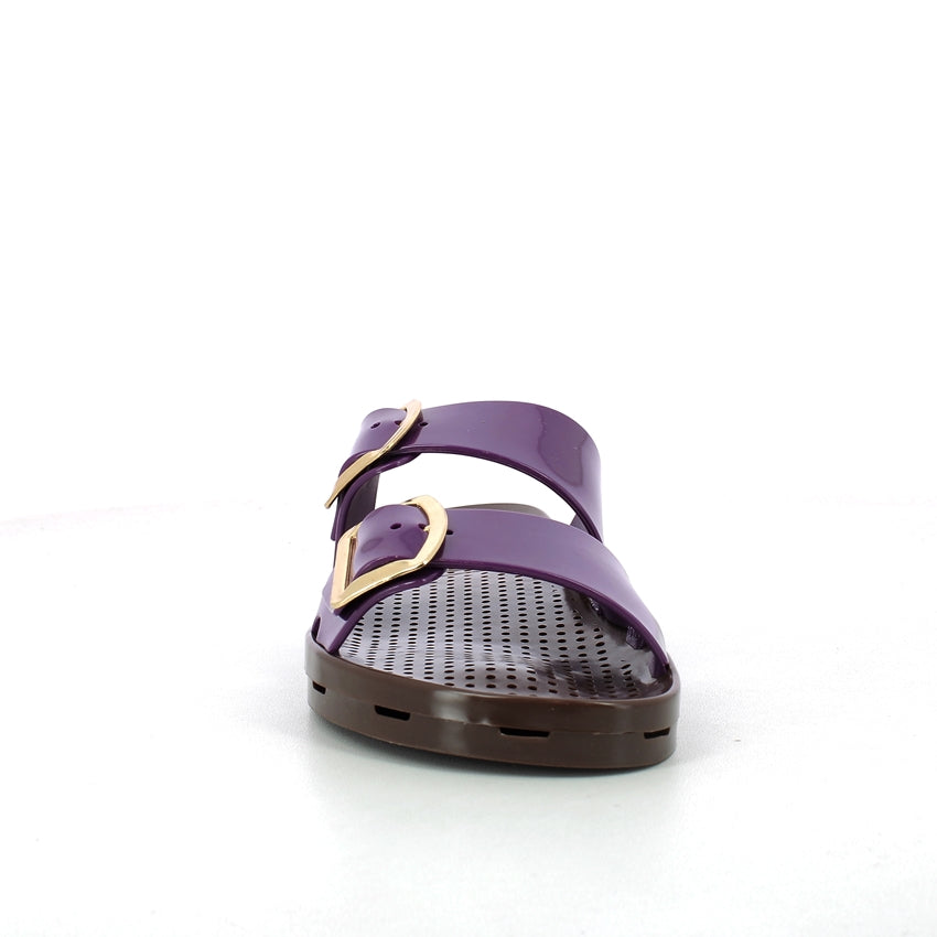 Ciabatta donna con fibbie - Magenta Brown