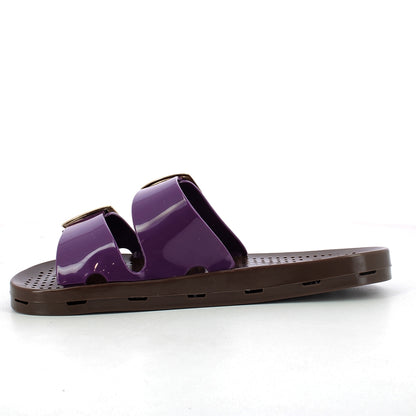 Ciabatta donna con fibbie - Magenta Brown