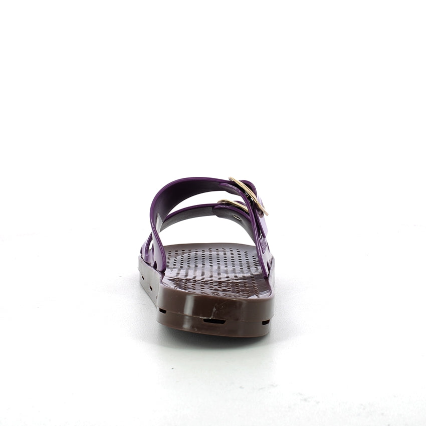 Ciabatta donna con fibbie - Magenta Brown