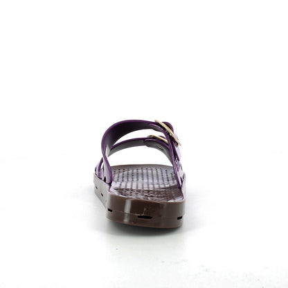 Ciabatta donna con fibbie - Magenta Brown